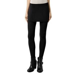 Allsaints Raffi Leggings Skirt Legging Combo in Black Cotton Modal